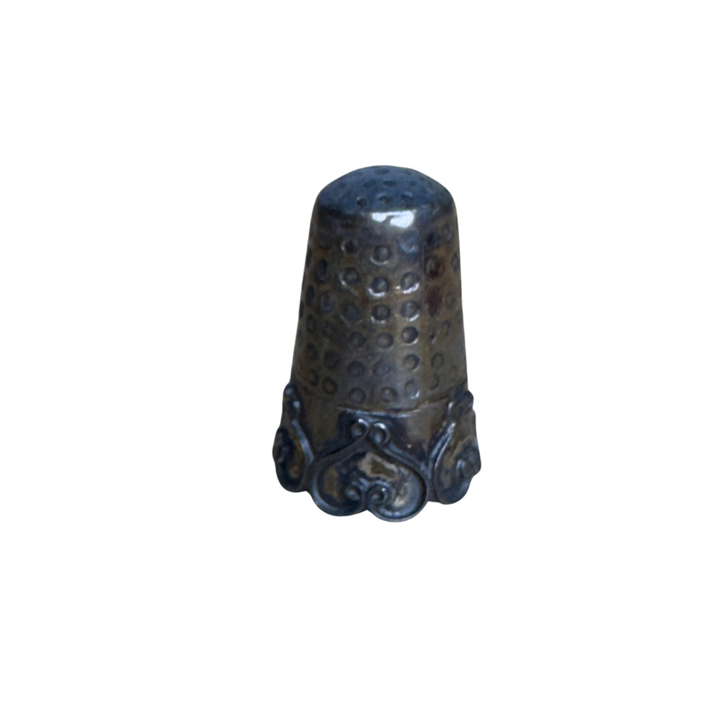 Vintage‎ Sterling Silver Sewing Thimble Mexican Heart Border Scalloped Rim